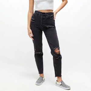 Pacsun Eco Black Distressed Ultra High Waisted Slim Fit Jeans Size 26
